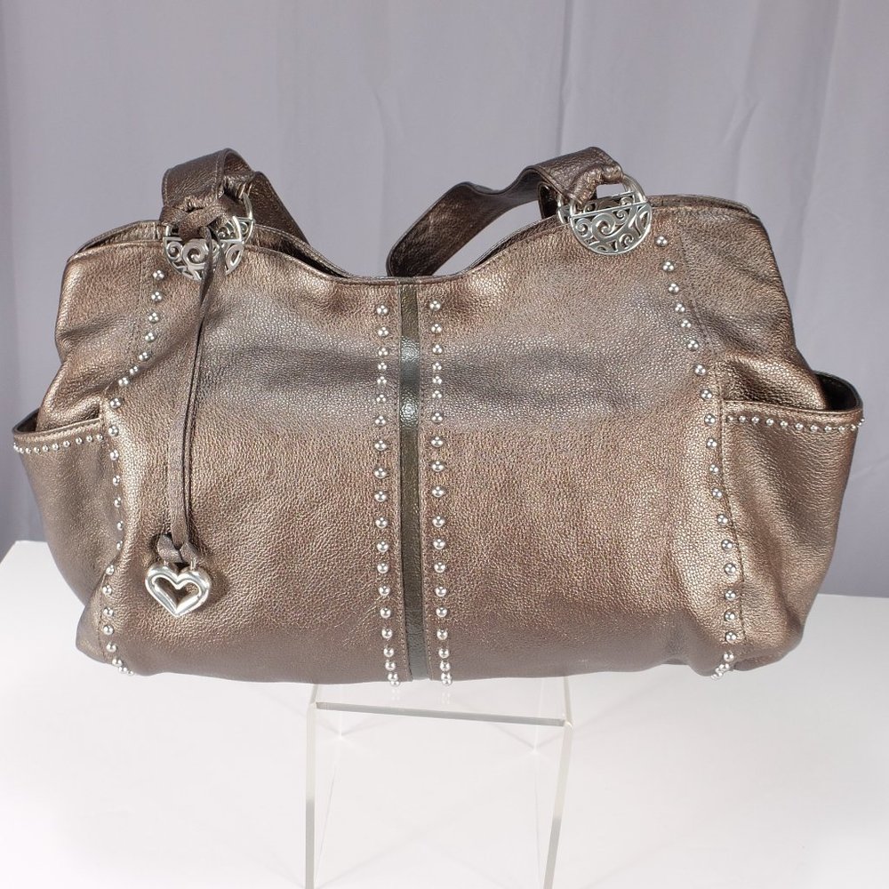 Brighton Leather Pewter Satchel Purse